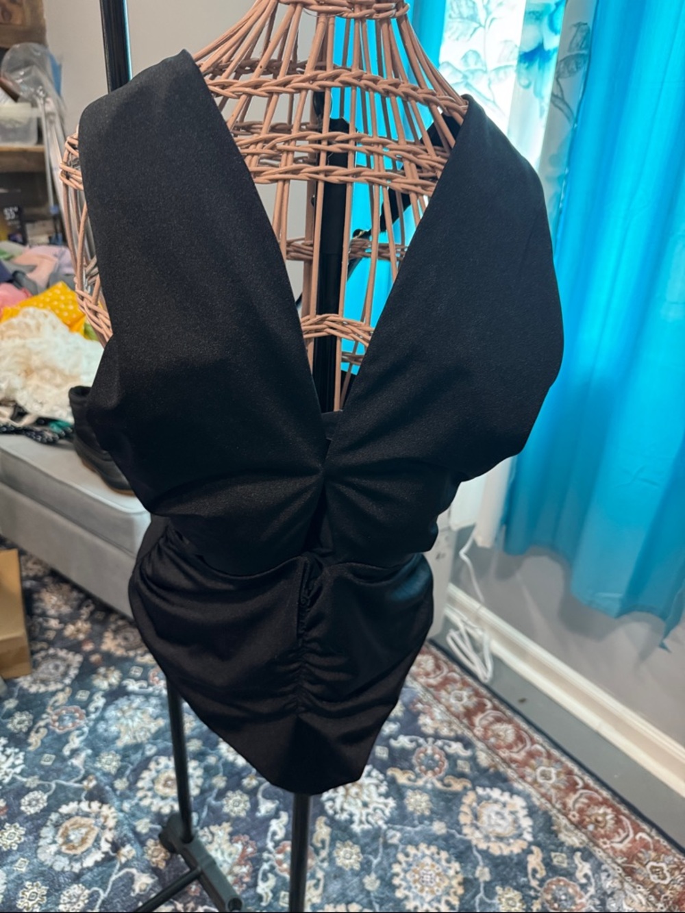 Swimsuits For All Black One-Piece Swimsuit with Deep V